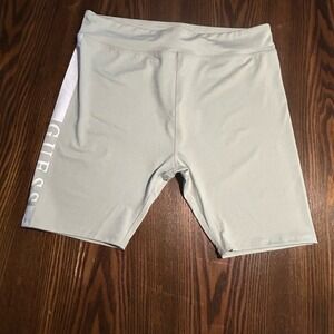 Guess Xolani Logo Biker Shorts women's Large‎ light sage green NWT athletic